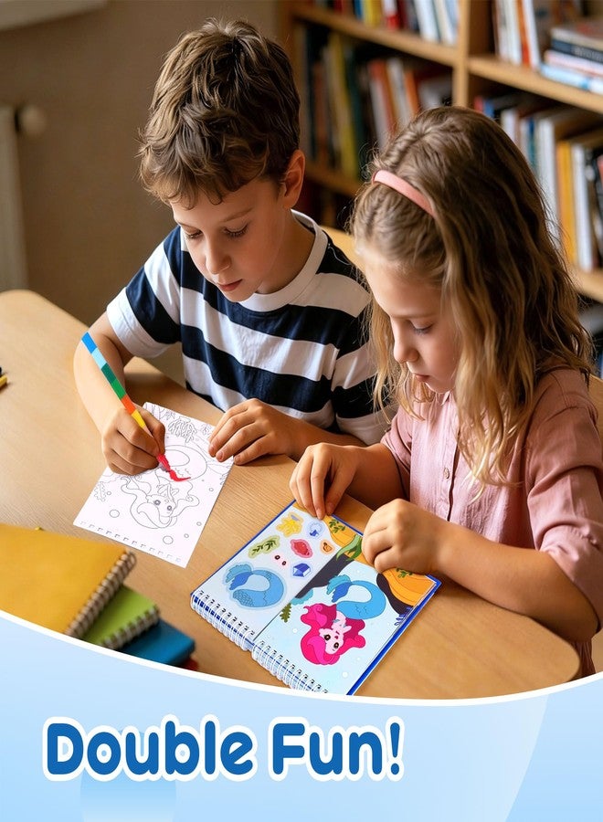 YPlus Sticker Activity Book for Kids 3+, 2 in 1 Cute Sticker & Coloring Kit with 200+ Stickers, 20 Pages, 8 Color Crayons - Educational Portable Travel Toys & Gift Idea Stocking Stuffers - Image 4